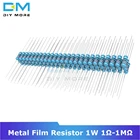 100 шт. металлический пленочный резистор 1% + 1% -1% 1 Вт 1R-1M Ом 1 к 2,2 К 4,7 к 5,1 к 6,8 к 10 к 15 к 22 к 47 к, резистор сопротивления, электронный резистор Diy