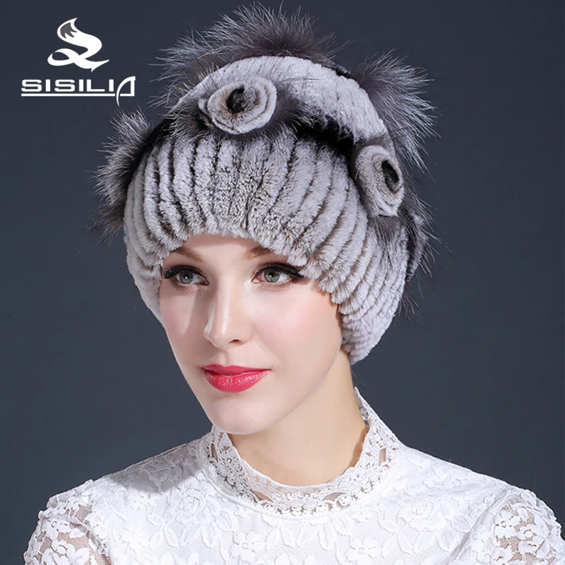 2016 Горячая Распродажа женская зимняя шапка из натурального меха 100% кролика рекс