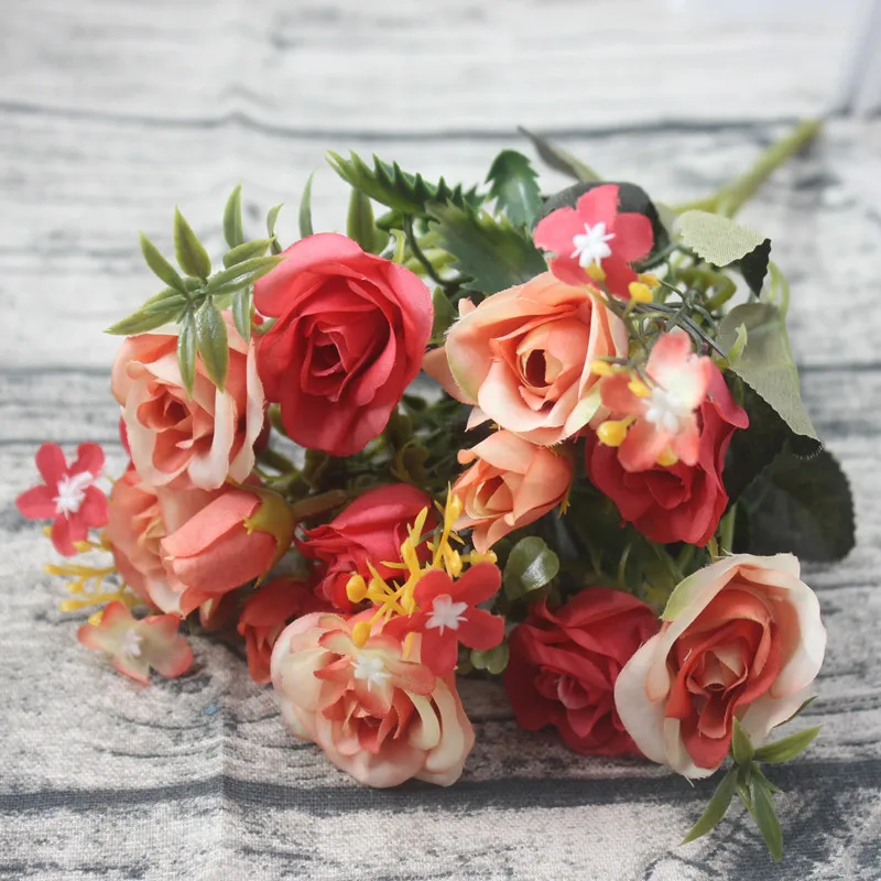 Искусственные цветы 13 головок искусственный букет искусственные зеленые листья