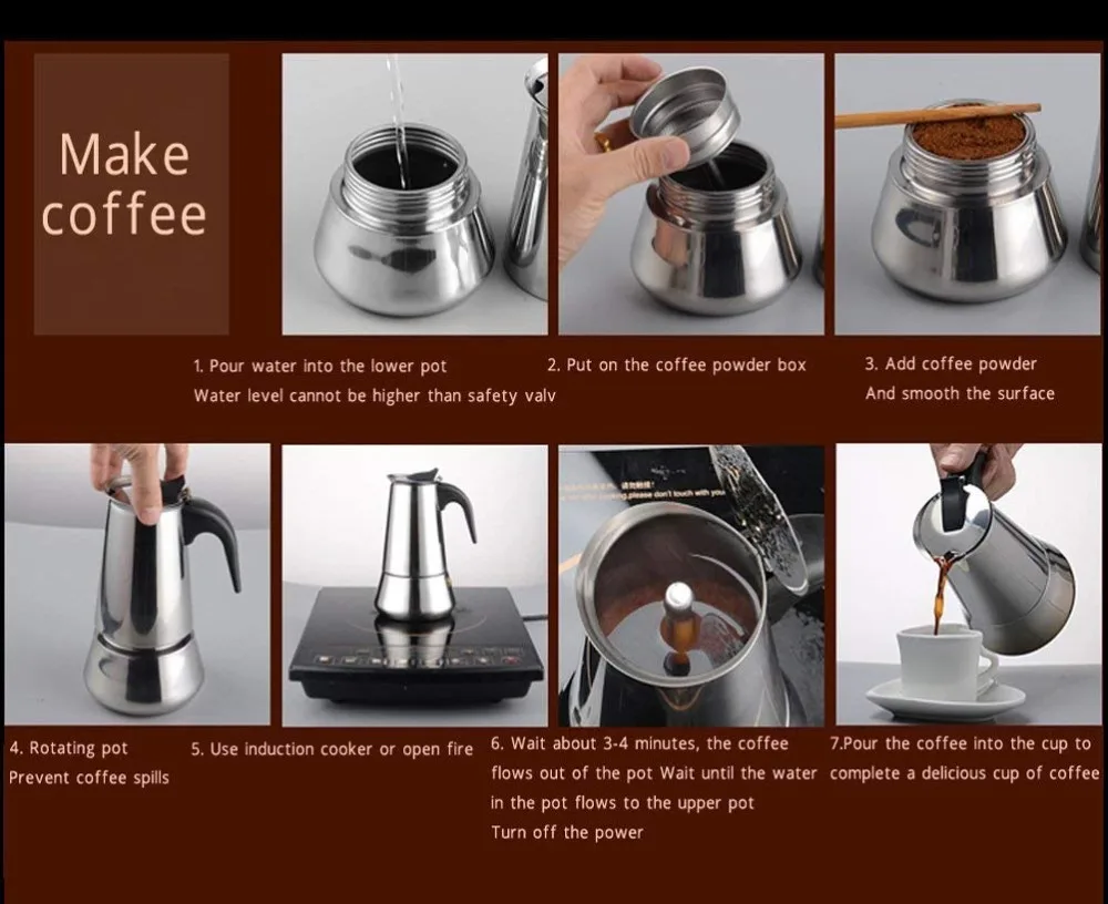 Плита Эспрессо чайник из нержавеющей стали Moka Pot кофеварка 9 чашек кофейник плита