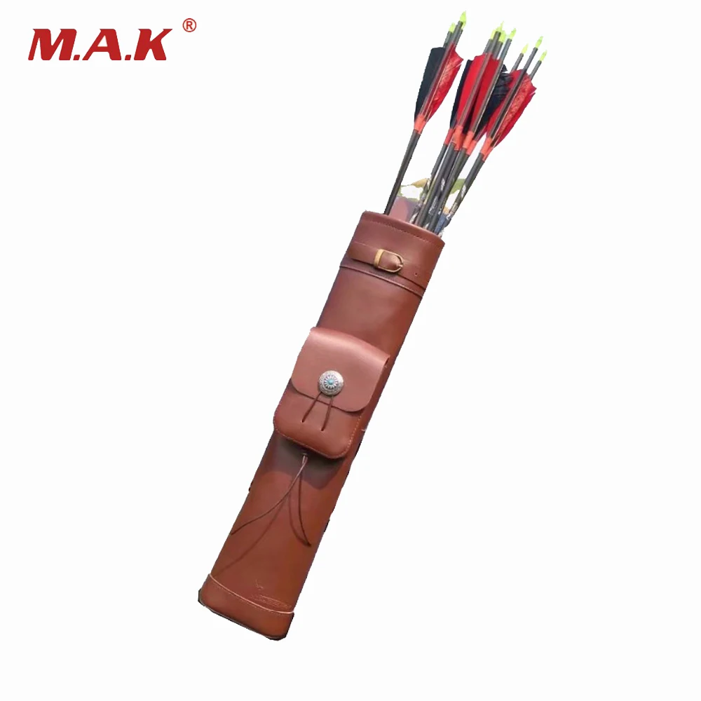 Чистая коровья кожа стрелы quiver 53*12 см с сумкой для стрел коричневого цвета лука