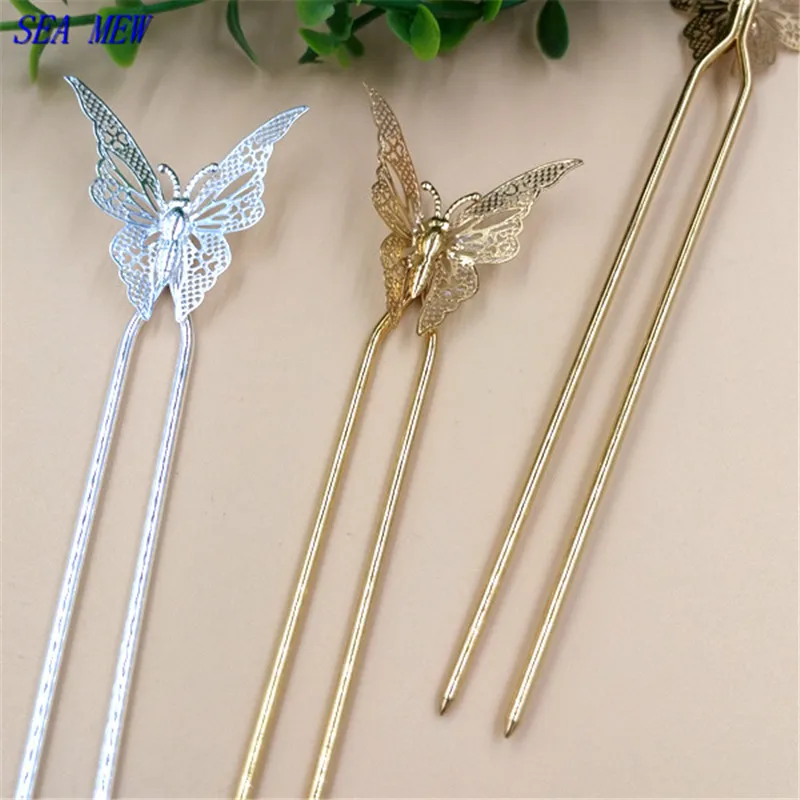 SEA MEW 35*32 мм заколки для волос с бабочками золотистые/Серебристые Металлические