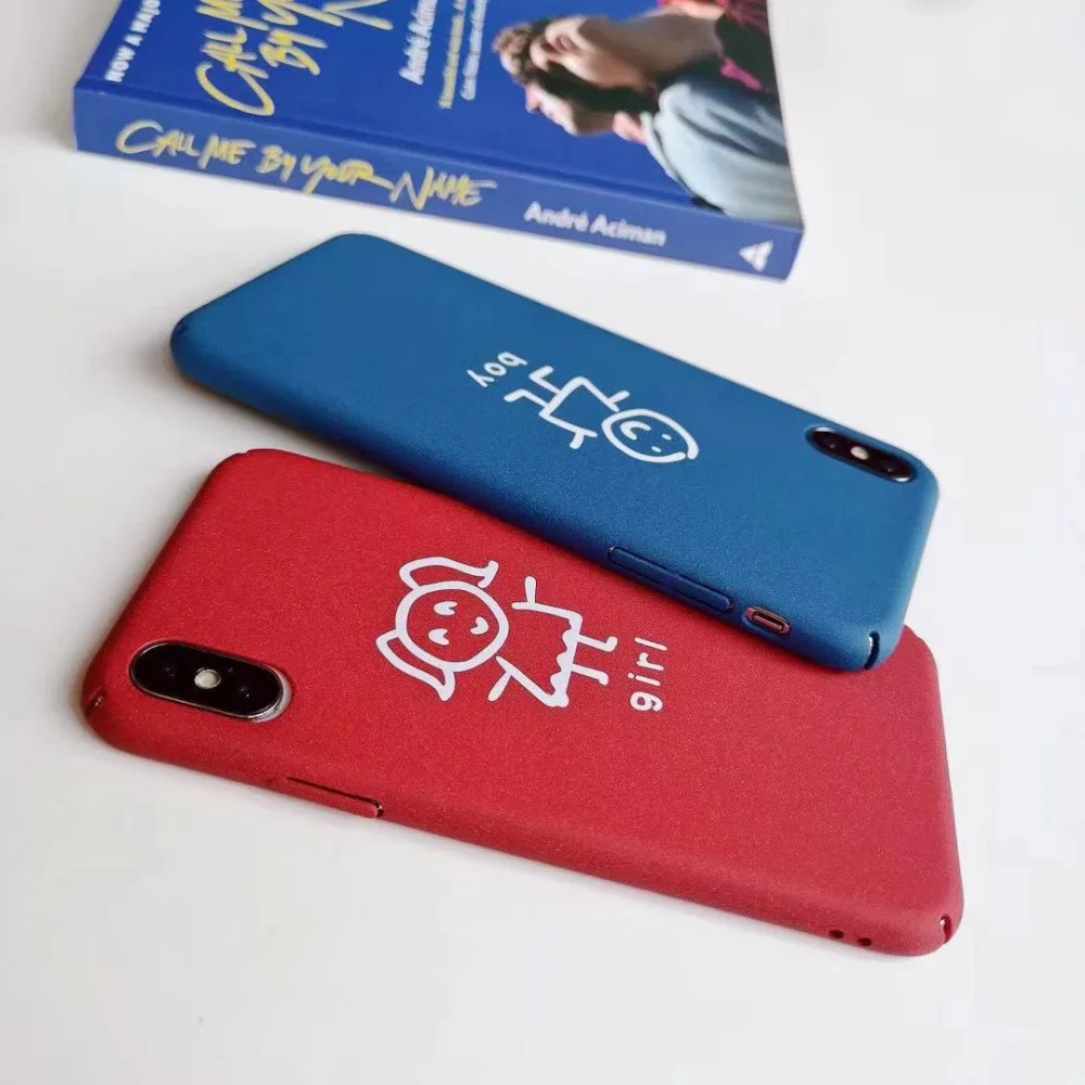 Zxtrby Cute Boy Girl Phone Case For iphone 6 6S Plus 7 8 X XR XS Max Matte hard PC Couples Back Cover Capa Coque Funda |