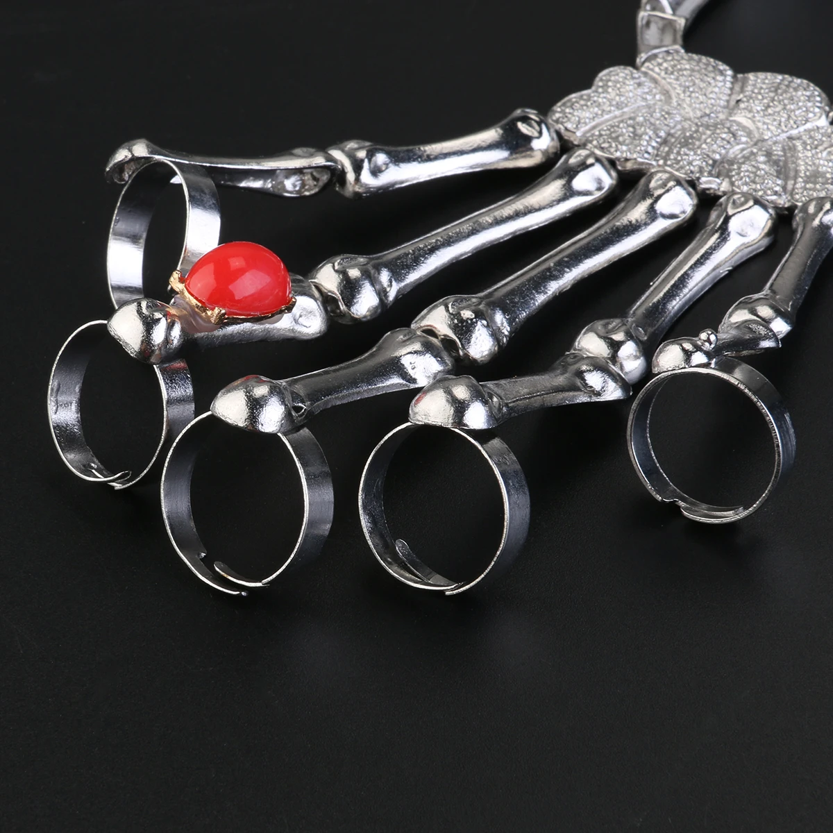 Панк рок Скелет Череп рук Кость браслет (серебро)|bone ring|skeleton skullring ring |
