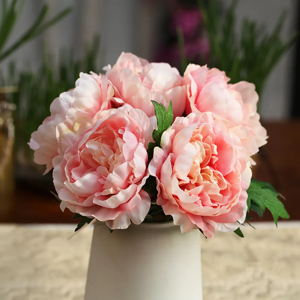 Cheap Artificial peony bouquet silk Rose bridal bouquet floral wedding decoration mariage flower for home decoration accessories