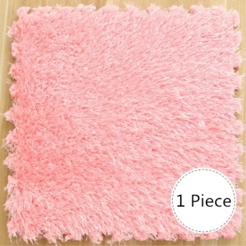 Pink RAYUAN один кусок 30x30 см EVA пена DIY коврик-пазл длинные ворсинки ворсинок ворсистой ковер плюшевый мягкий коврик для детей детский игровой коврик - Цвет: Pink