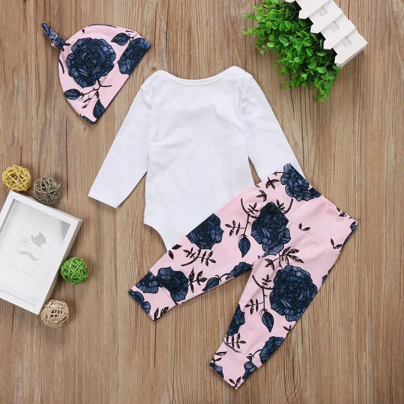 3 шт. детский комплект одежды с длинным рукавом цветочным принтом|Комплекты