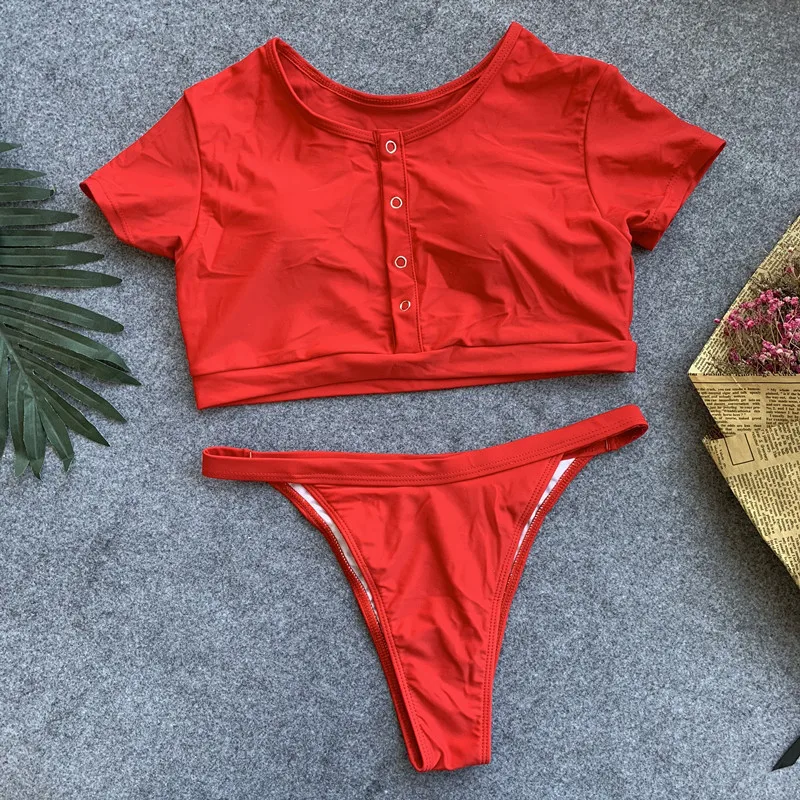 Футболка на пуговицах топ бикини для купальщиков комплект купальный костюм с