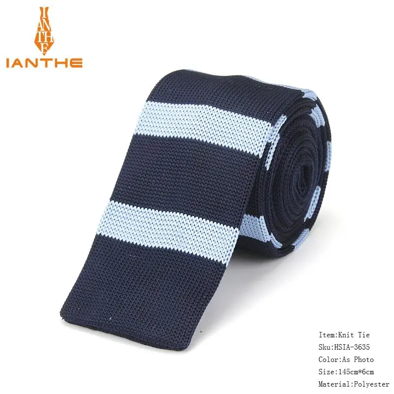 Для мужчин костюмы трикотажный галстук Обычная полоса бренд галстук для Свадебная вечеринка смокинг рубашки тканые тощие Gravatas галстуки трикотажные узкие завязки - Цвет: IA3635