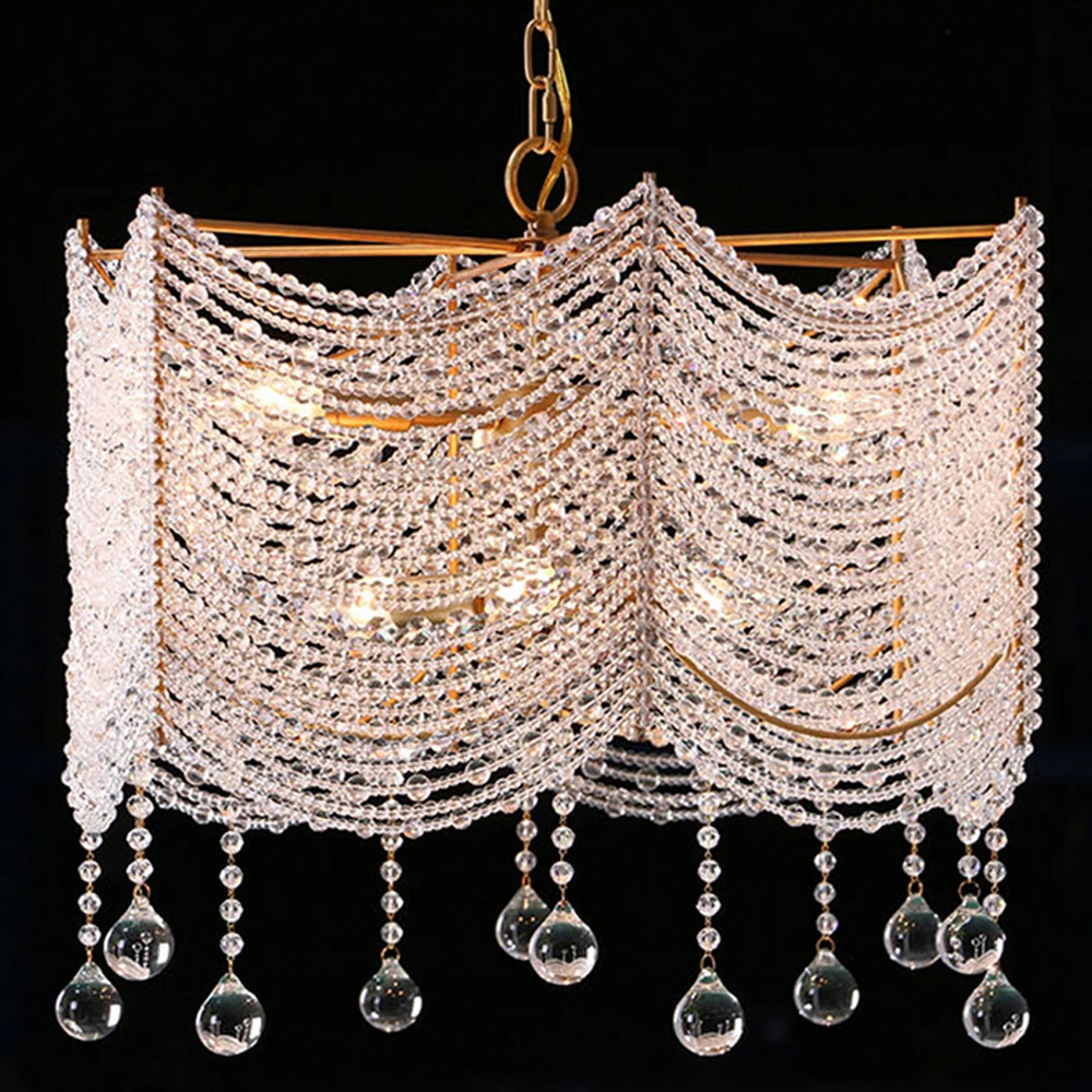 HAIXIANG Modern Iron K9 Crystal Chandeliers 3&amp6 lights Luxury Pendant Lamps Decorative Lighting Living Room Bedroom E14 LED | Лампы и