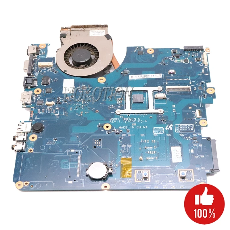NOKOTION BREMEN-C для Samsung R540 NP-R540 Материнская плата ноутбука HM55 DDR3 Бесплатный процессор +