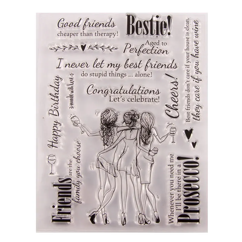 Good friends Theme Stamps Transparent Silicone Seal For DIY Scrapbooking Craft Card Photo Album Decorative Holiday card Gifts | Канцтовары