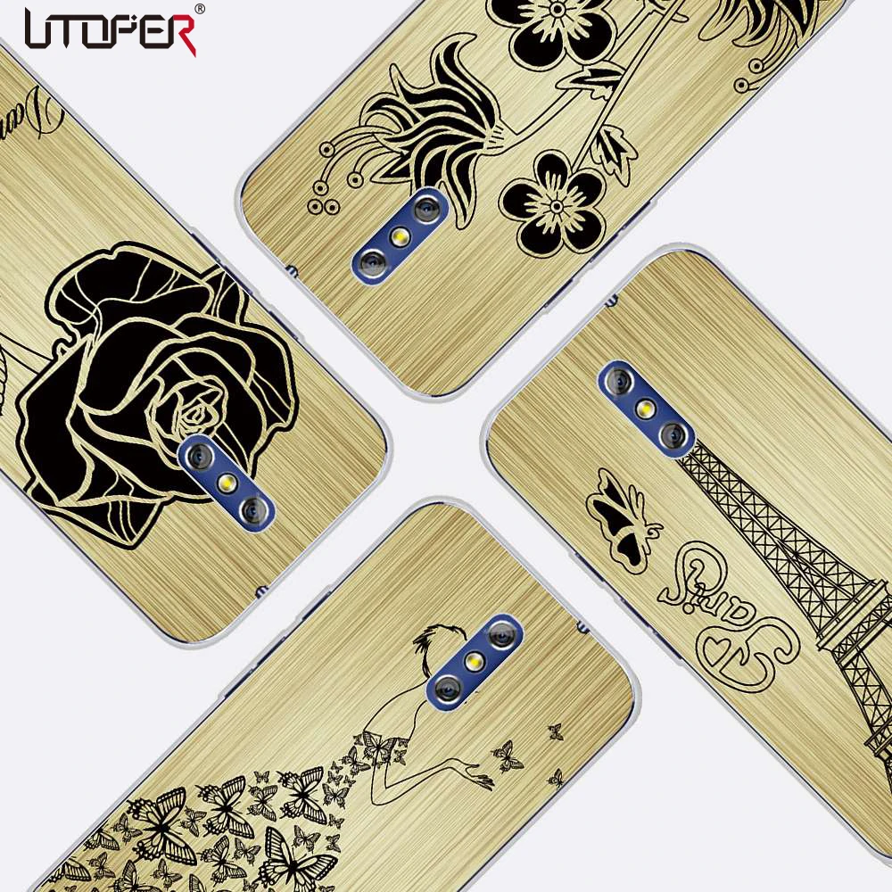 UTOPER Shell For Doogee BL5000 Case Wood Gain Pattern Silicon Black Rose Phone BL7000 X30 Mix Lite Cover |