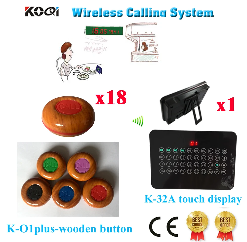 Wireless Ordering System Table Buzzer Calling CE Passed(1 display+18 call button)