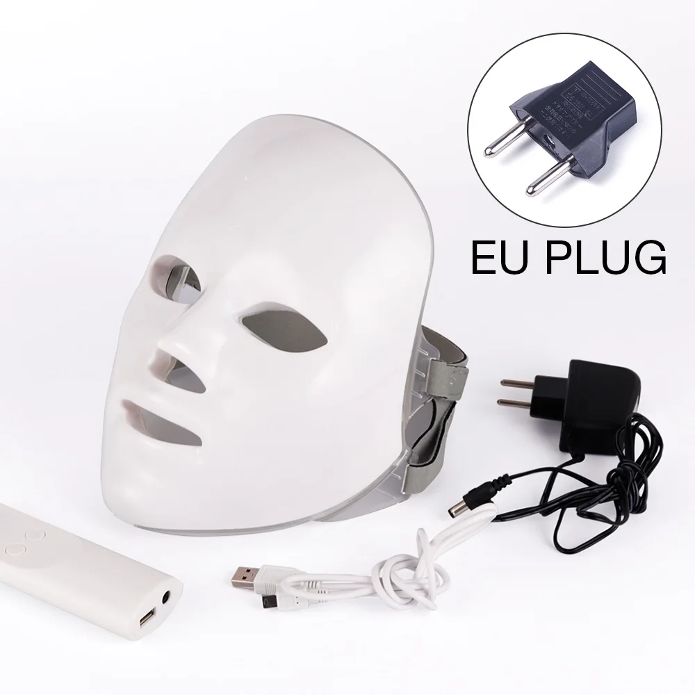 EU plug Foreverlily корейский 7 цветов Светодиодная терапевтическая маска светлая маска для лица фотонная терапия светодиодная маска для лица корейский уход за кожей светодиодная маска терапия - Цвет: EU plug