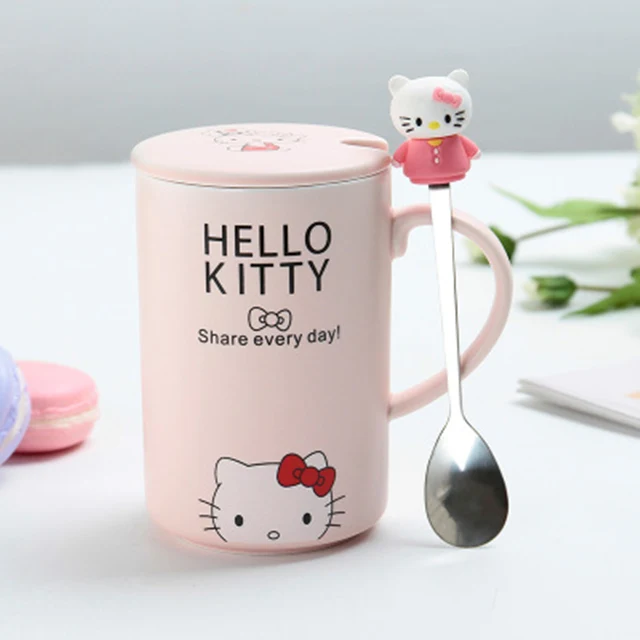 Керамические кофейные чашки hello kitty молочная чайная кружка с крышкой и ложкой