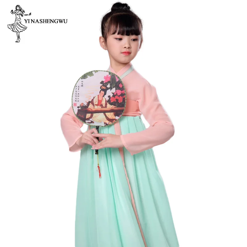Традиционная китайская одежда Hanfu праздничное нагрудное платье для девочек в