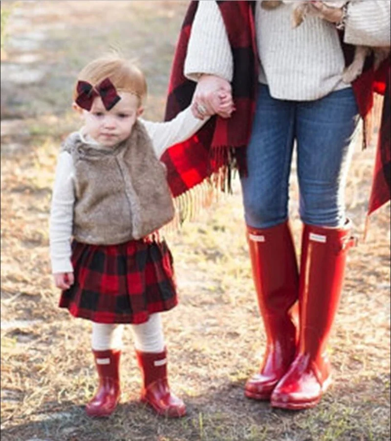 Коллекция 2019 года рождественское модное хлопковое красное платье в клетку без