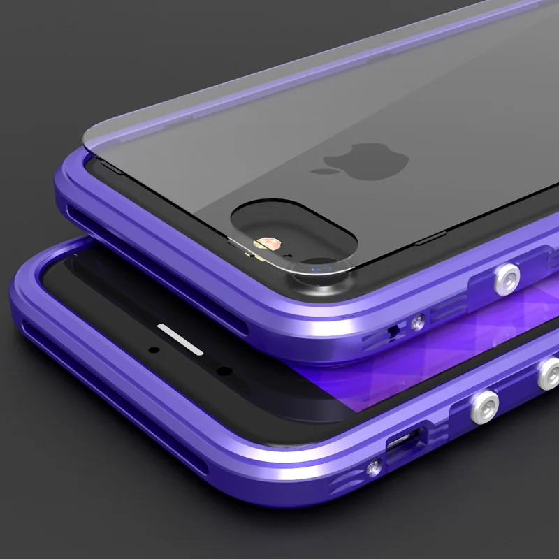 Металлический бампер для iphone 8, чехол, роскошная алюминиевая рамка, для iphone 8 Plus, Прозрачный задний противоударный чехол для телефона