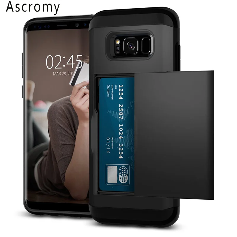 Чехол Ascromy Slim Armor CS для Galaxy S8 двухслойный кошелек дизайнерский держатель карт