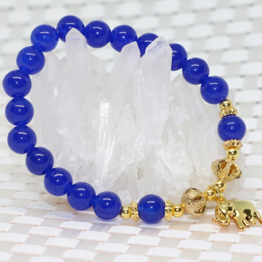 Романтическая 16 стиль эластичная нить браслет натуральный камень нефриты