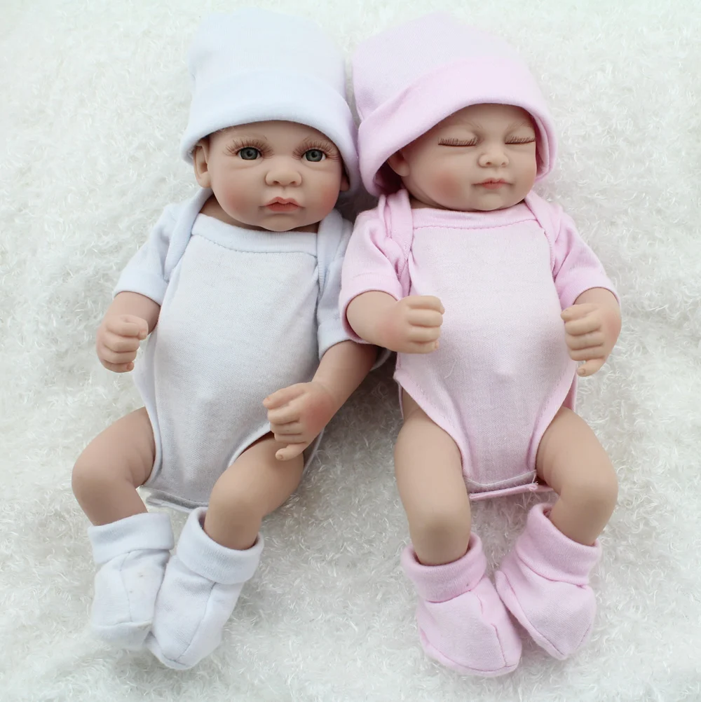 NPKDOLL 10 дюймов мини новорожденный детский игровой домик игрушки Полное виниловое тело куклы Reborn Baby Twins куклы для детей игрушки для девочек