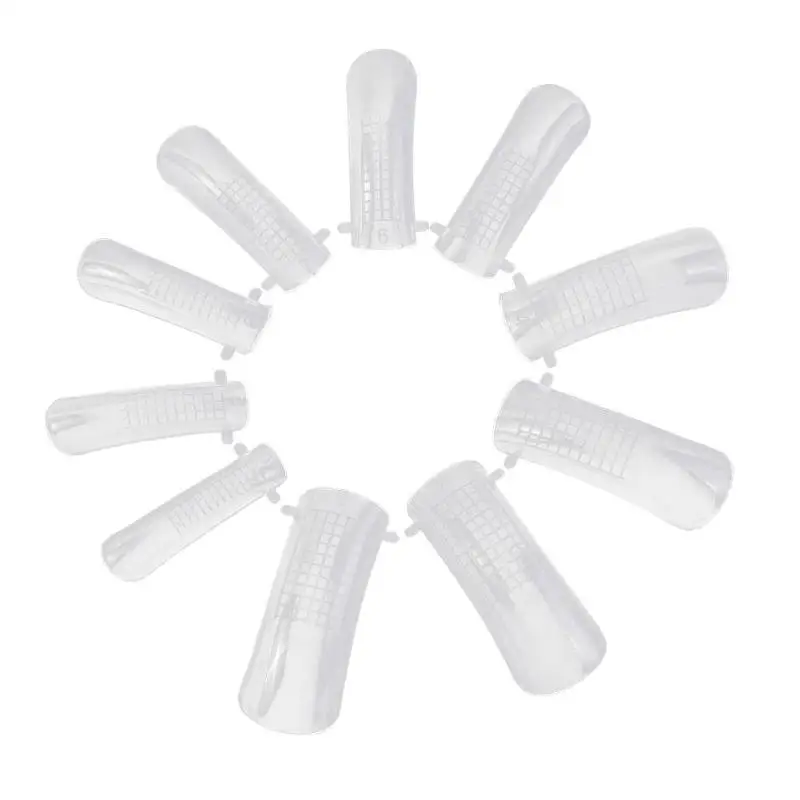 20/100pcs Gel False Nail Tips Clear Cover Acrylic Mold Mixed Size Nails with Scale Tool Crystal Extension | Красота и здоровье