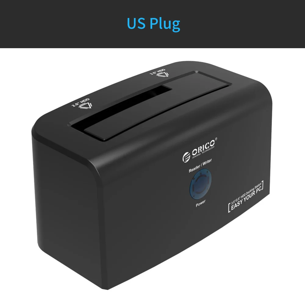 US Plug Док-станция ORICO USB3.0 и eSATA для жесткого диска, поддержка 10 ТБ, Суперскоростной жесткий диск для 2,5 и 3,5 дюймовых HDD и SSD(8618SUS3 - Цвет: US Plug