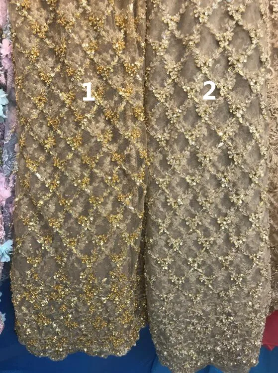 

Embroidered Net Fabric with beads With super Quality SYJ-12319 African Tulle Lace Fabric For party Dress