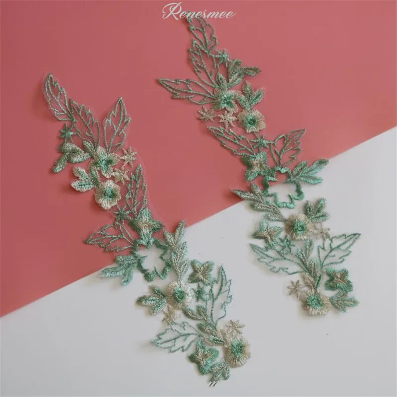 10 пар свежих серебряных зеленых ниток вышитые кружева аппликация отделка для DIY