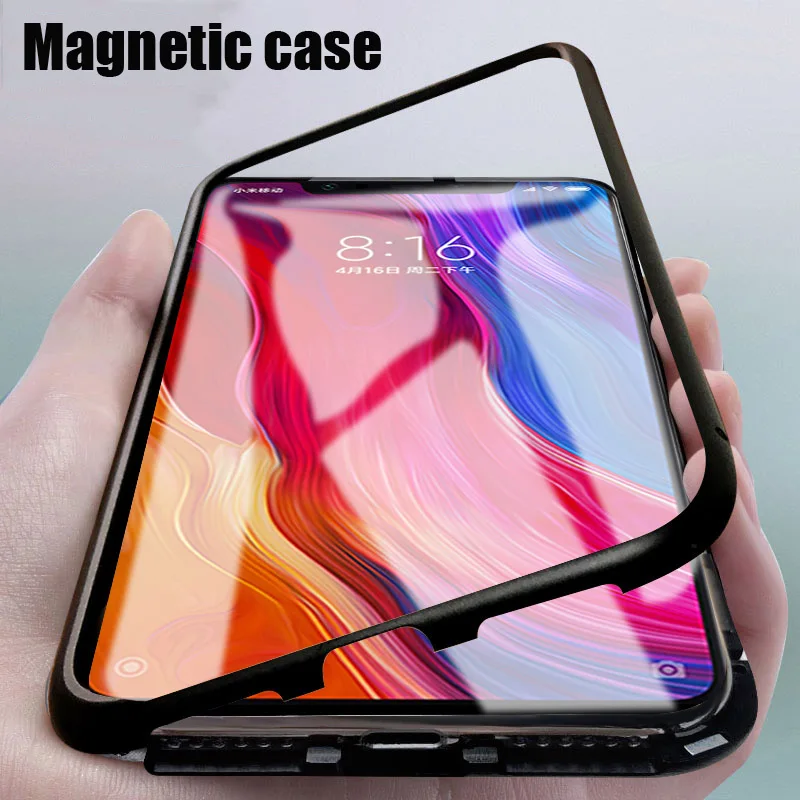 Magnetic Metal Adsorption Case For Oneplus 7 Pro Tempered Glass Back 6T 6 5T Phone Cover |