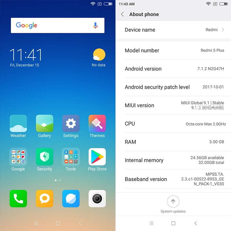 Глобальная версия Xiaomi Redmi 5 плюс 3 ГБ Оперативная память 32 Встроенная
