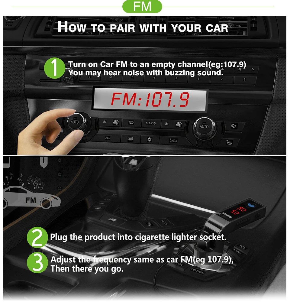 4-в-1 Hands Free Беспроводной Bluetooth FM передатчик G7+ AUX модулятор Автомобильный комплект MP3 плеер SD USB ЖК-дисплей автомобильные аксессуары