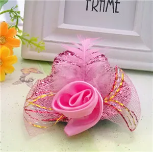 pinkS Пряжа, перья, цветы, рождественские шапки, маленькая шапка, Детские аксессуары, аксессуары для волос, Детские аксессуары, заколка для волос - Цвет: pinkS