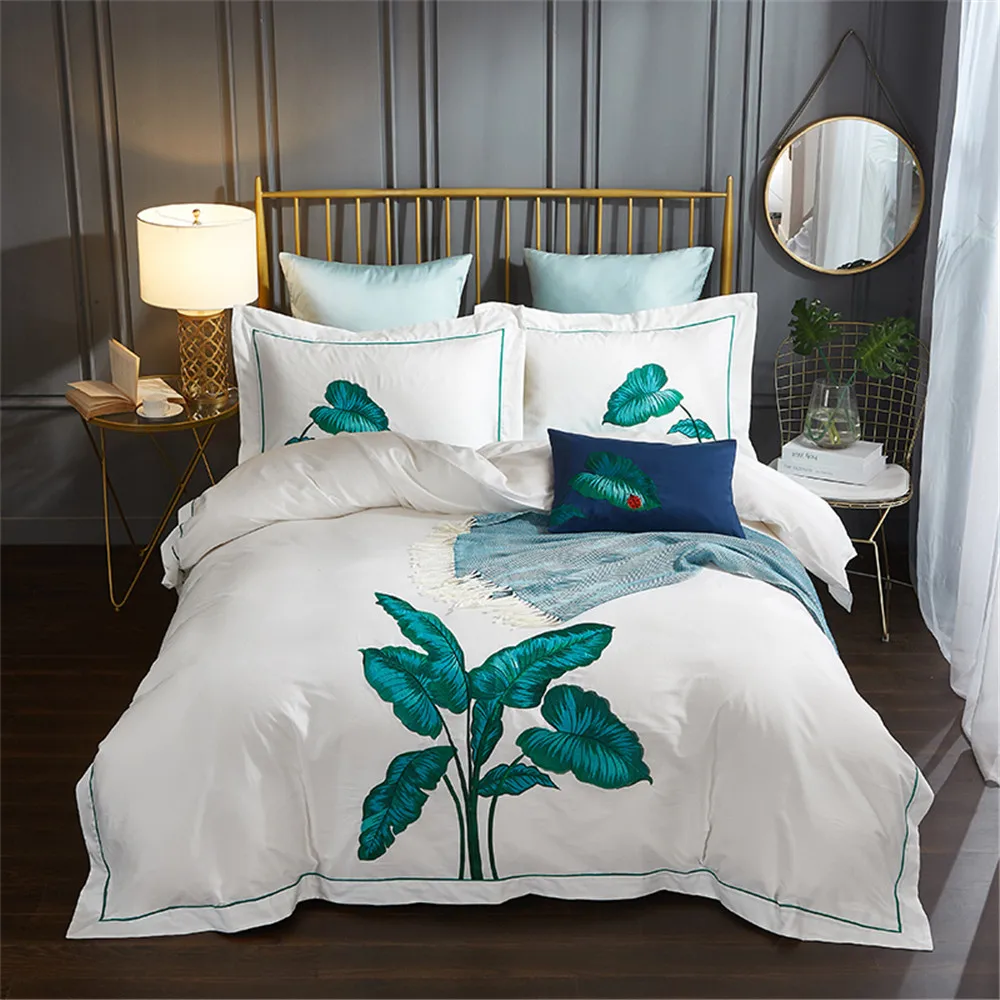 YeeKin 60S Египетский длинный штапельный хлопок вышивка Тропическое растение