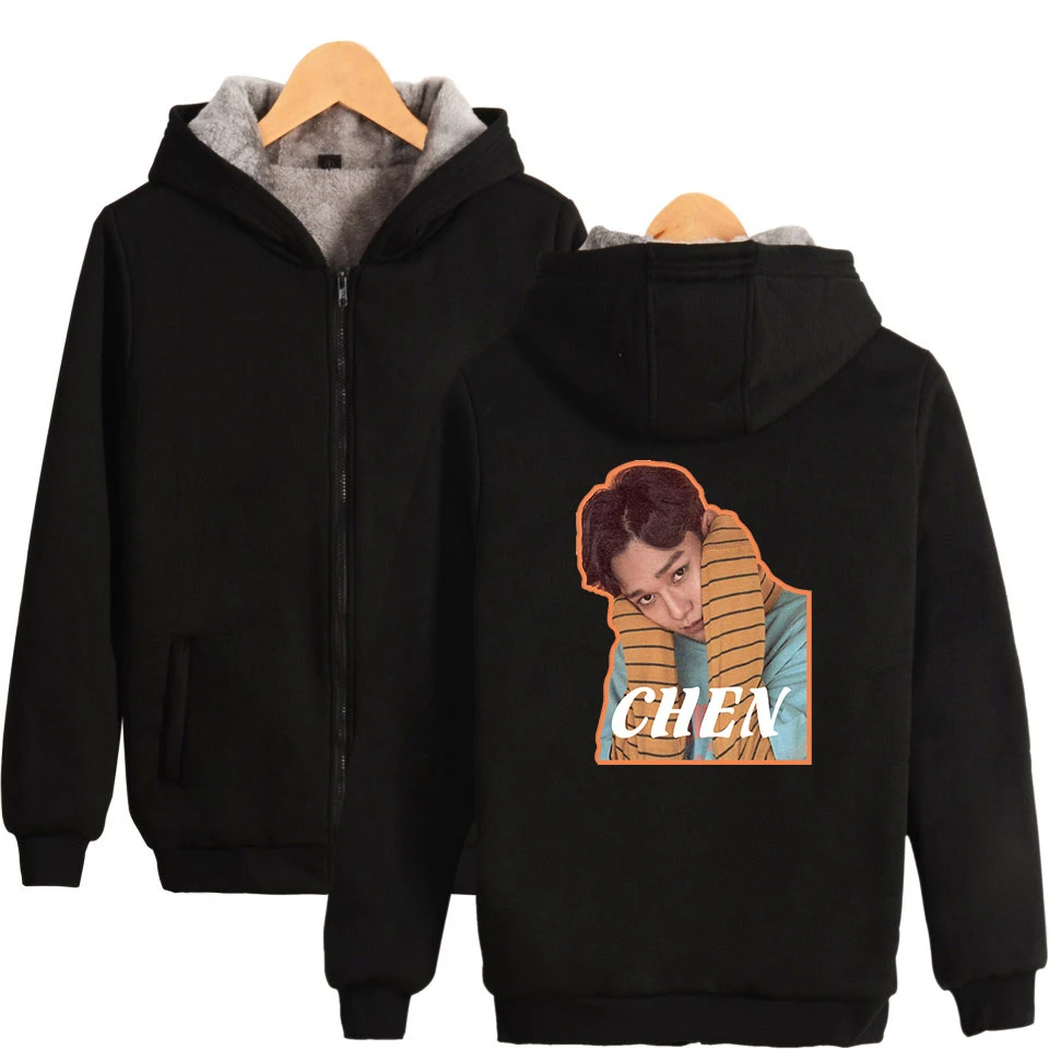 EXO CHEN CHANYEOL KAI XIUMIN D.O зимняя флисовая толстовка женская 2019 Повседневная Толстовка с