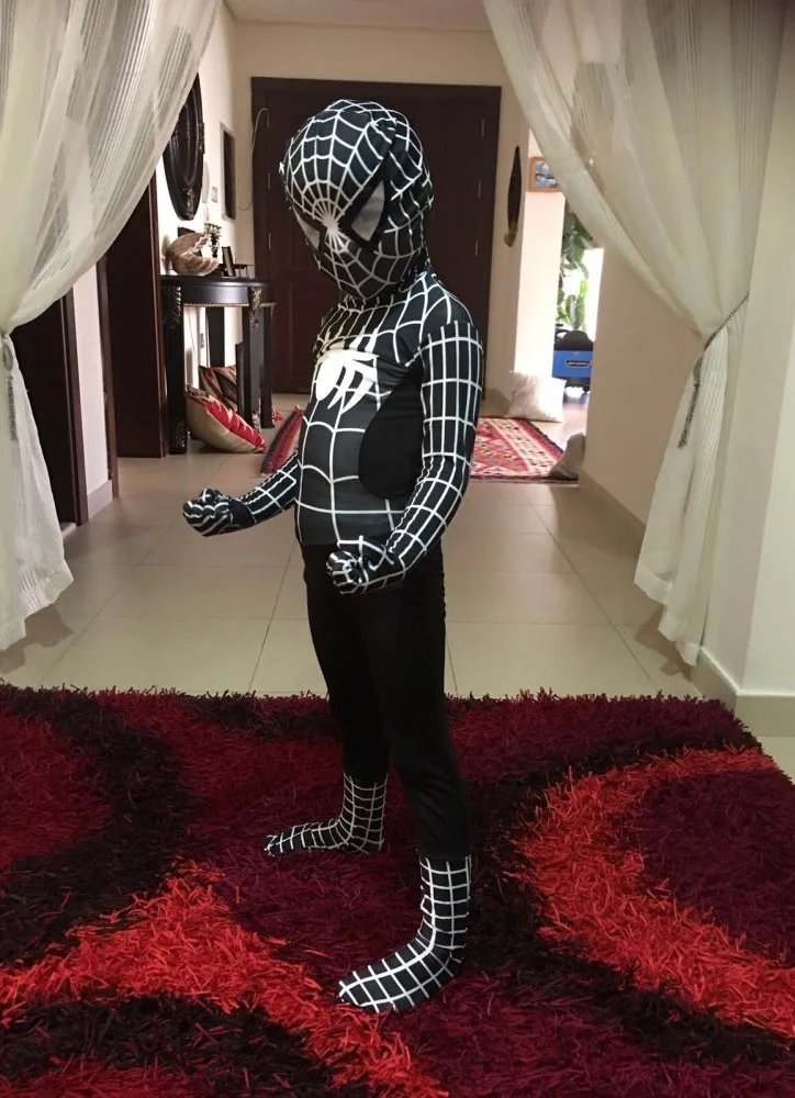 Новый черный костюм Человека-паука костюмы для взрослых детская одежда