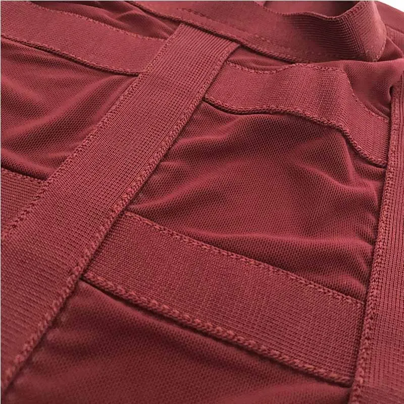 Сексуальное Женские Комбинезоны 2017 г. Новое поступление бордовое Сетчатое