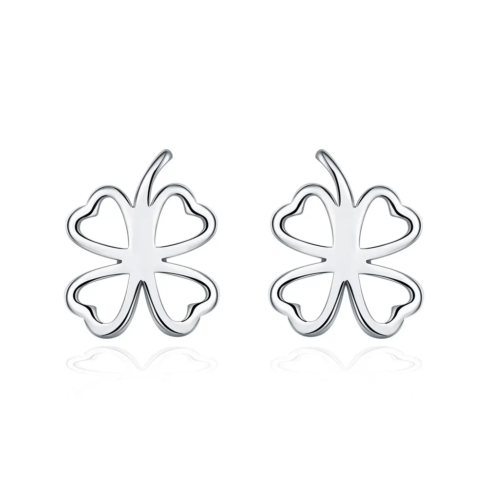 Модные дизайнерские серьги гвоздики с клевером для женщин серебряные мини милые