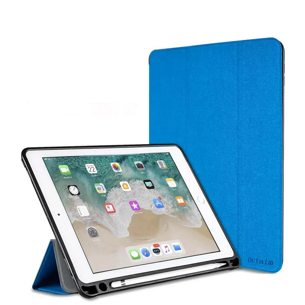 Оригинальные чехлы Octaim для iPad Air 2 мягкий PU держатель для карандашей стенд Пробуждение сна чехол для Apple iPad 9,7 модель планшета - Цвет: Синий