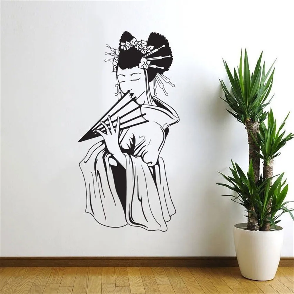 

Popular Oriental Woman Girl Japanese Geisha Wall Decal Home DecorWall Sticker Art Vinyl Mural Living Room Wall Paper