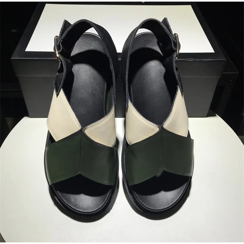 'Fussbett' летние женские сандалии на платформе босоножки с пряжкой из кожи Zapatos De