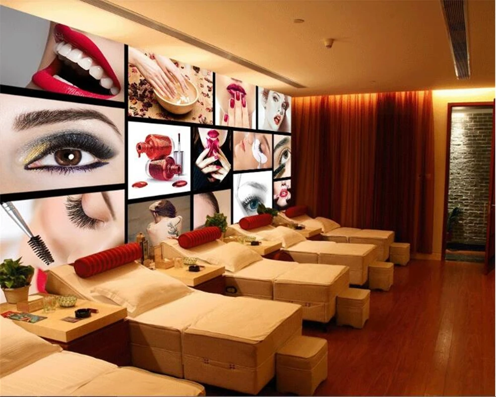 Бейбиханг 3D обои Папель де пареде модный салон красоты полуперманентная бровь губа ногти инструментарий домашний интерьер.