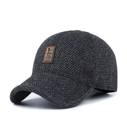 black AETRUE, Мужская бейсболка, брендовая, Bone homme, ушанки, для папы, шапки для мужчин, Gorras Casquette, Chapeau, утолщенная теплая зимняя шапка - Цвет: black