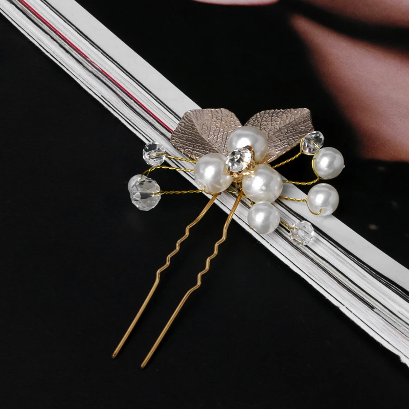 Женская заколка для волос Стразы в виде листьев искусственная Бриллиантовая