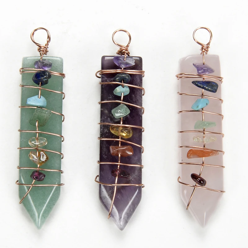 Женское ожерелье ручной работы кулон с натуральным розовым кристаллом в форме