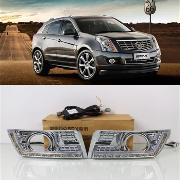 Светодиодные дневные ходовые огни для Cadillac SRX 2 2012 2013 Светодиодный ные с желтыми