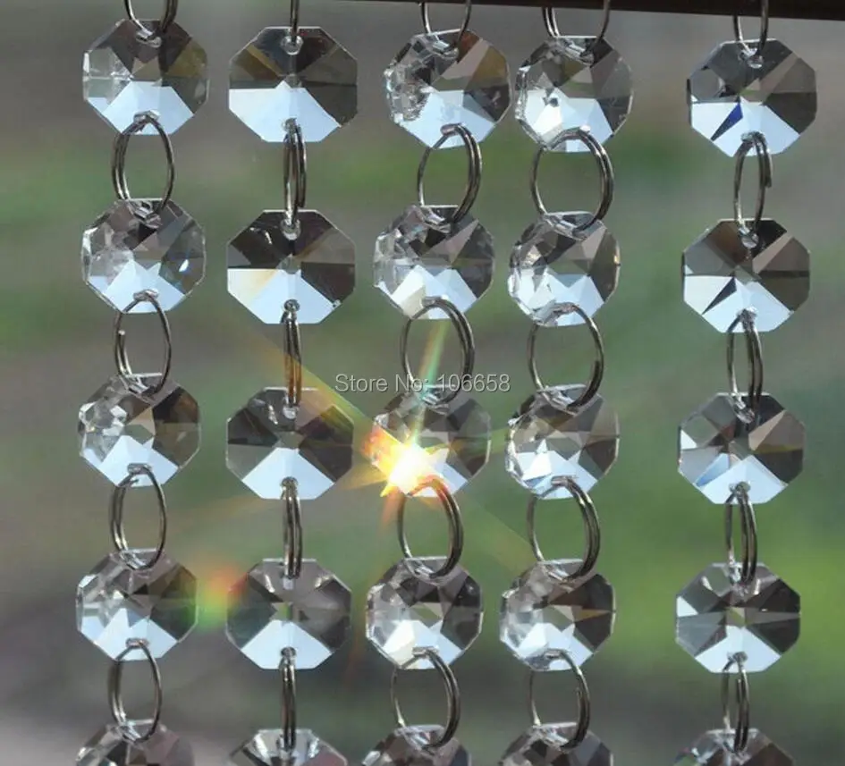 Восьмиугольная Акриловая светло-розовая зеленая гирлянда из бисера нить