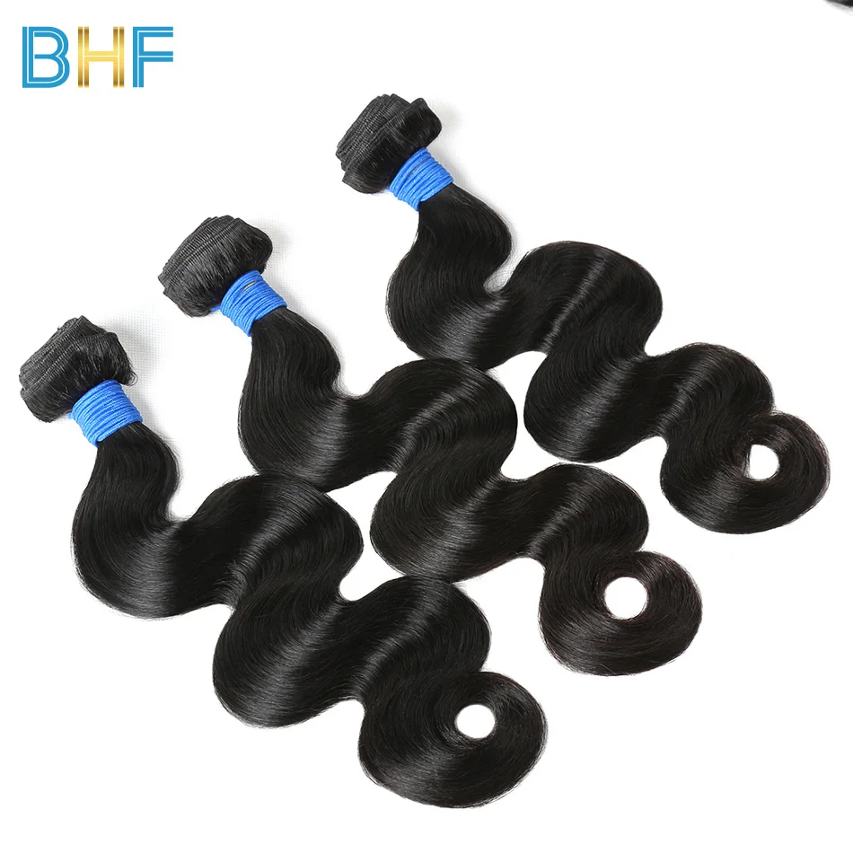 BHF Indian Body Wave Human Hair Bundles With Lace Frontal Closure Virgin Weave 3 Ear To | Шиньоны и парики