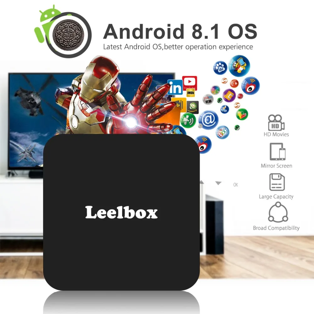 Leelbox новая ТВ-приставка Android 8 1 с голосовой Управление Rockchip RK3328 1080 P 4 К H.265 2 г/5 г